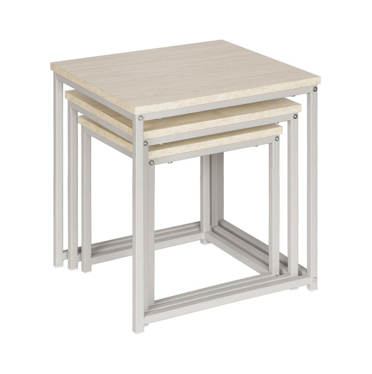 BEISTELLTISCHSET quadratisch Creme, Kaschmir, Elfenbein  - Kaschmir/Elfenbein, Design, Holzwerkstoff/Metall (40/40/44,5cm) - MID.YOU