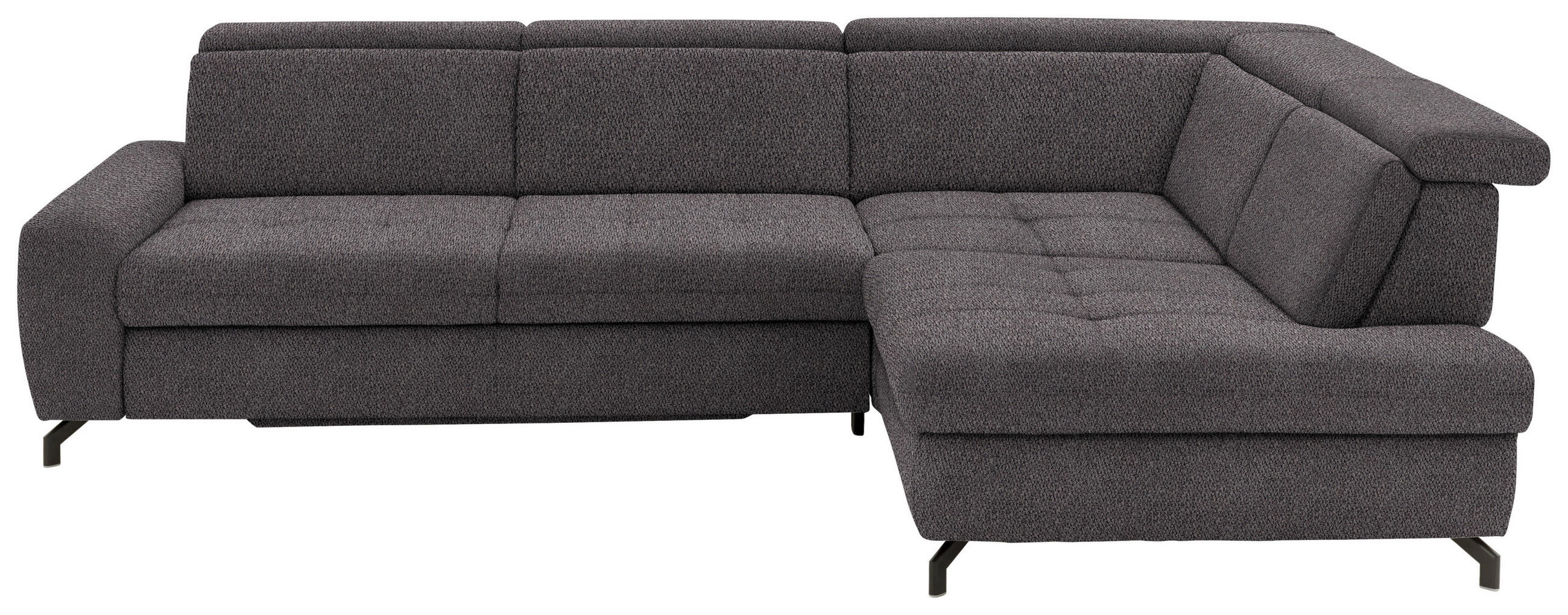 ECKSOFA in Chenille Anthrazit  - Anthrazit/Schwarz, Design, Textil/Metall (310/220cm) - Beldomo Style