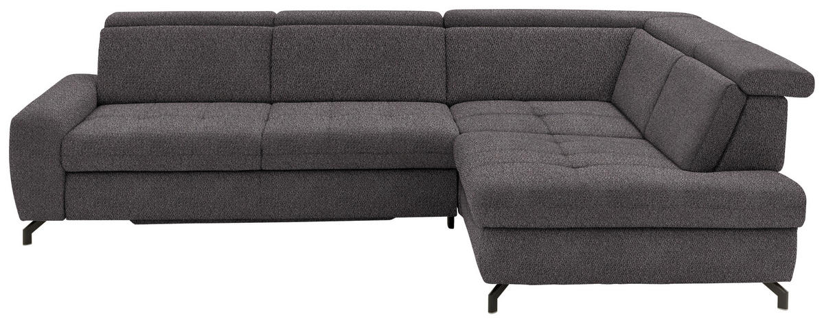 ECKSOFA in Chenille Anthrazit  - Anthrazit/Schwarz, Design, Textil/Metall (310/220cm) - Beldomo Style