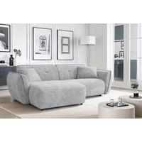 ECKSOFA Nelia Hellgrau Chenille  - Hellgrau/Schwarz, Design, Kunststoff/Textil (155/252cm) - P & B