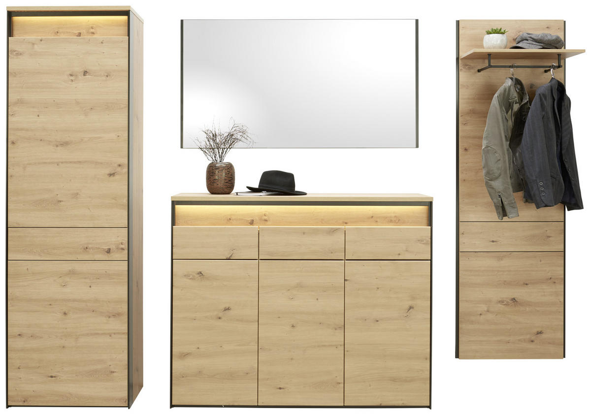 WANDSPIEGEL 125/70/2 cm    - Schwarz, Konventionell, Glas/Holzwerkstoff (125/70/2cm) - Voleo