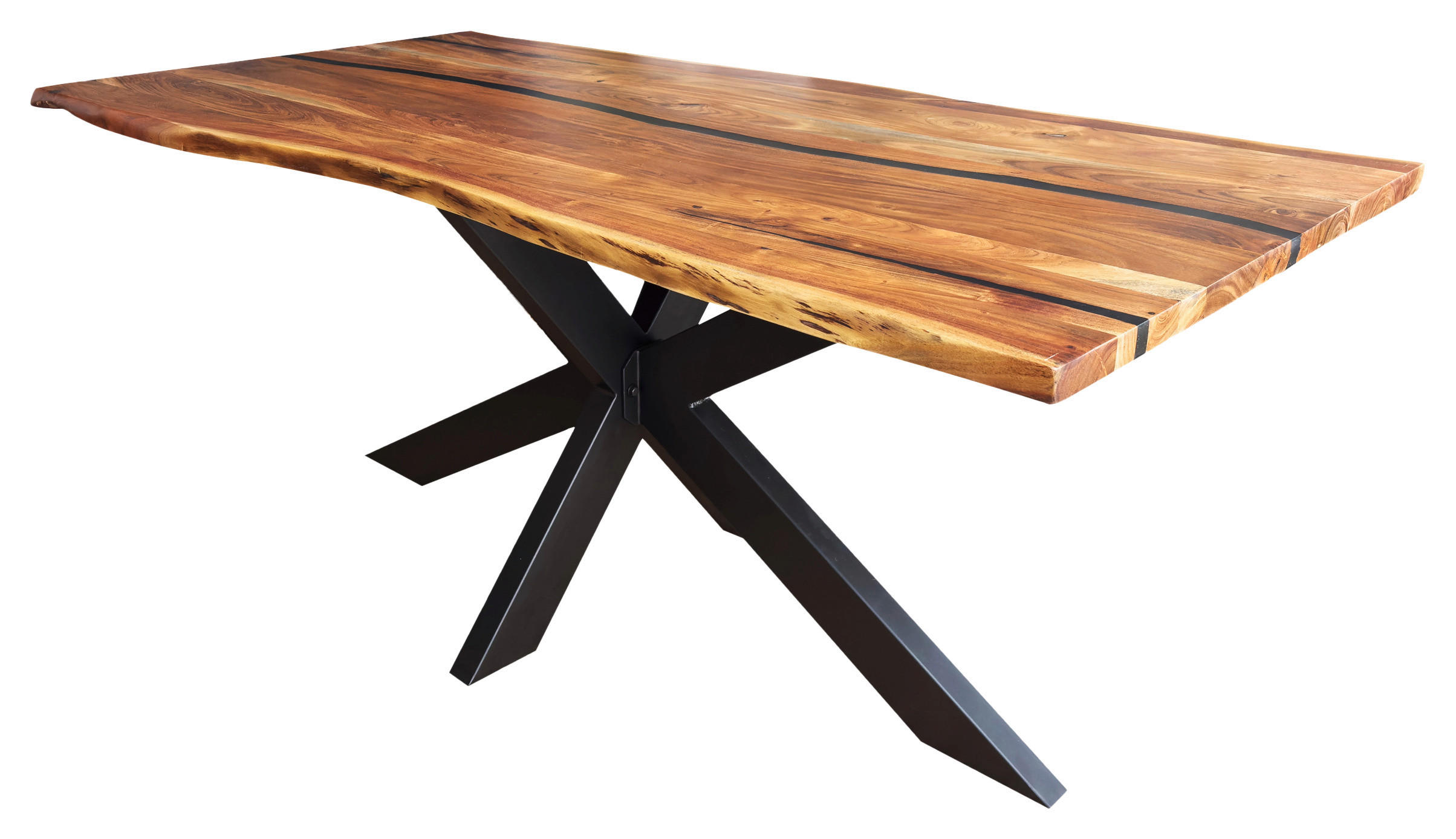 ESSTISCH 160/90/76 cm Echtholz  Holz organisch Akaziefarben  - Schwarz/Akaziefarben, LIFESTYLE, Holz/Metall (160/90/76cm) - P & B