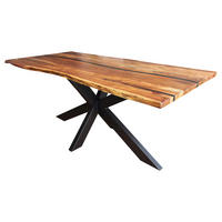 ESSTISCH 160/90/76 cm Echtholz  Holz organisch Akaziefarben  - Schwarz/Akaziefarben, LIFESTYLE, Holz/Metall (160/90/76cm) - P & B