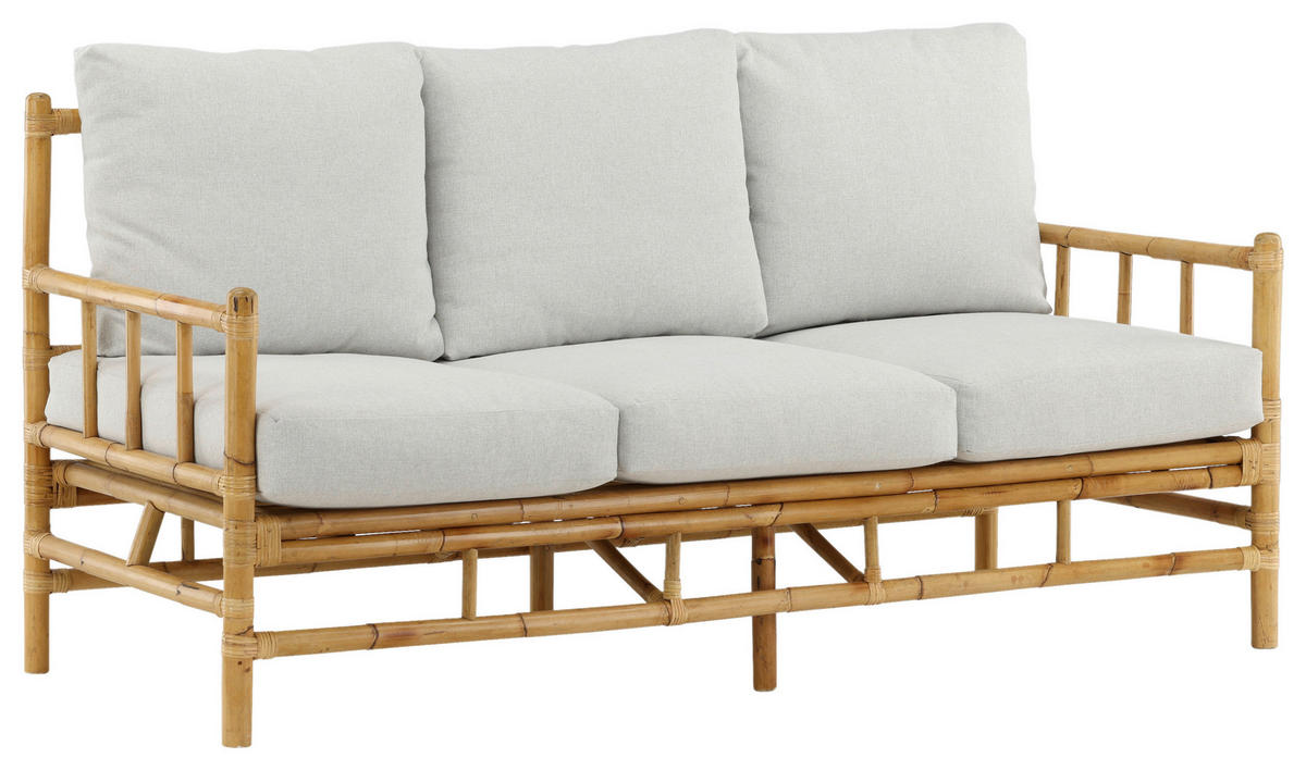 LOUNGESOFA 180/88/77 cm Bambus, Rattan  - Hellbraun/Creme, KONVENTIONELL, Holz/Textil (180/88/77cm) - Gardenson