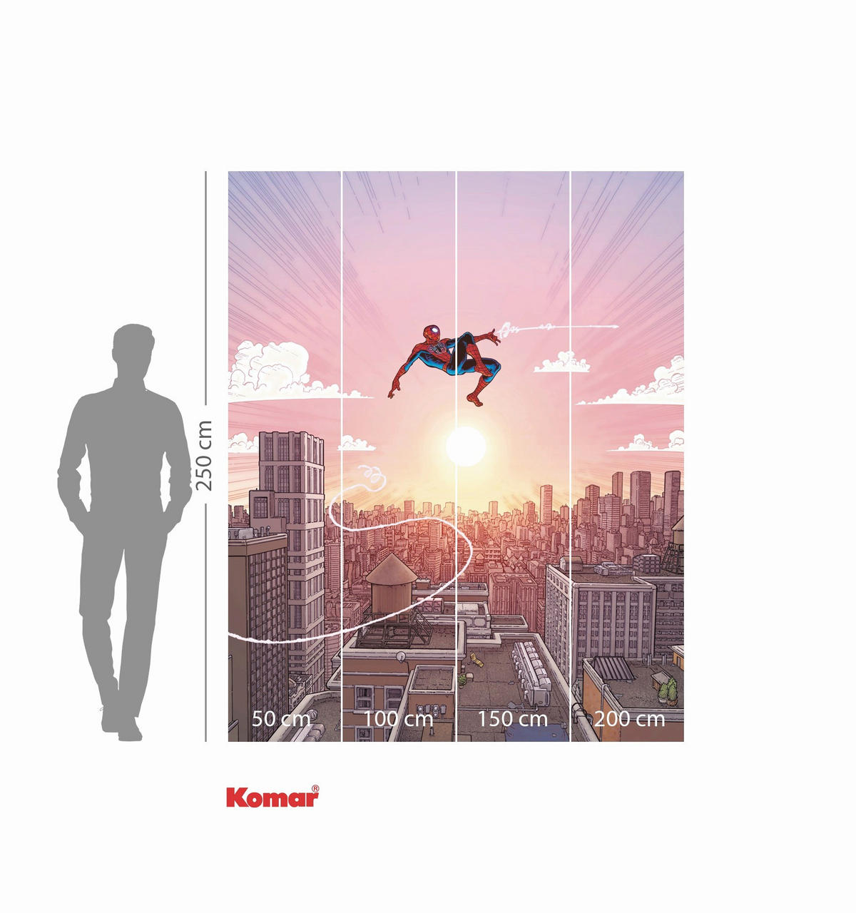 FOTOTAPETE SPIDER-MAN SWINGING  - Rosa, Design, Textil (200/250cm) - Marvel