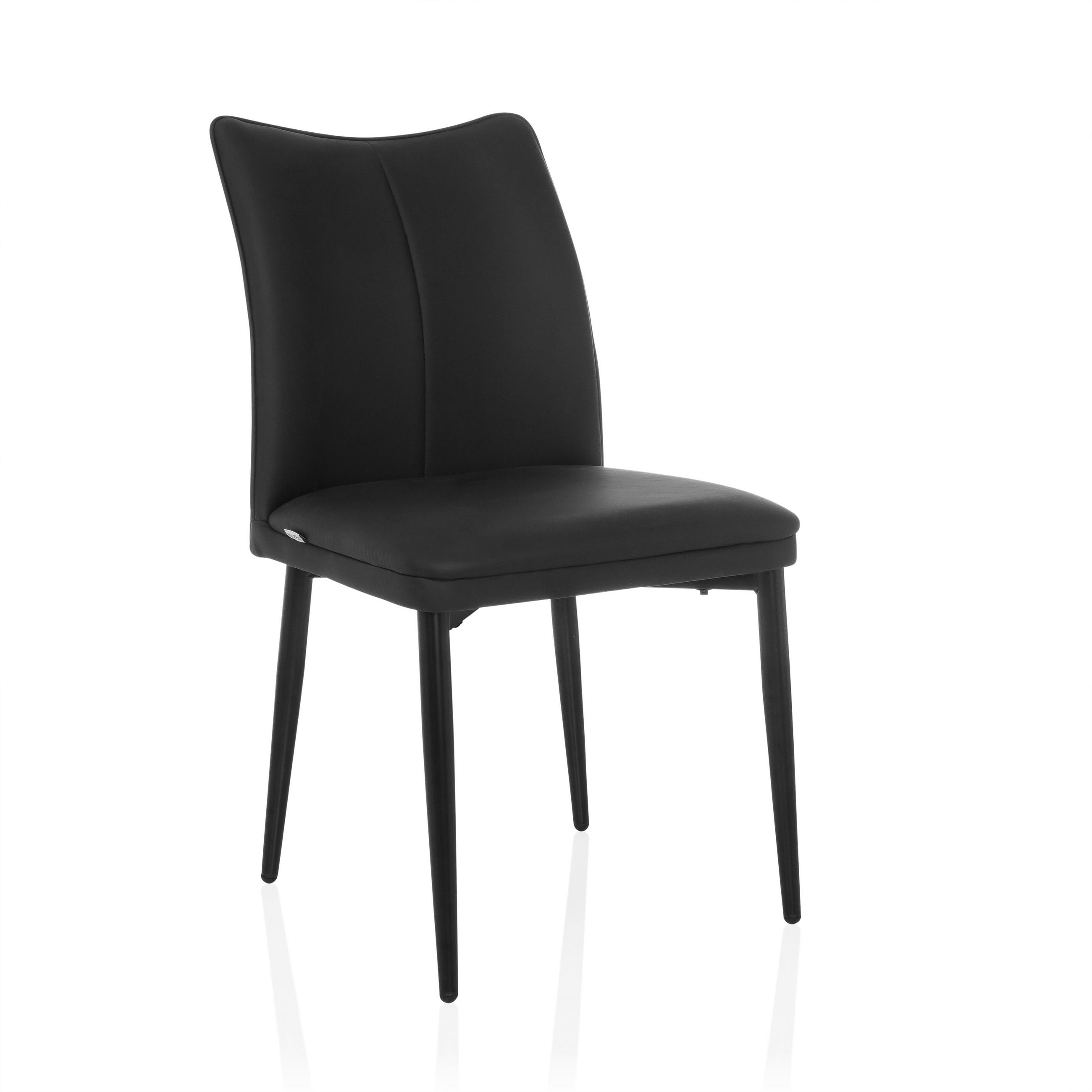 STUHL  in Lederlook Textil  - Schwarz, MODERN, Textil/Metall (47/87/61cm) - MID.YOU