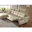 ECKSOFA in Echtleder Ecru  169/298 cm  - Ecru/Schwarz, Design, Leder/Metall (169/298cm) - Dieter Knoll