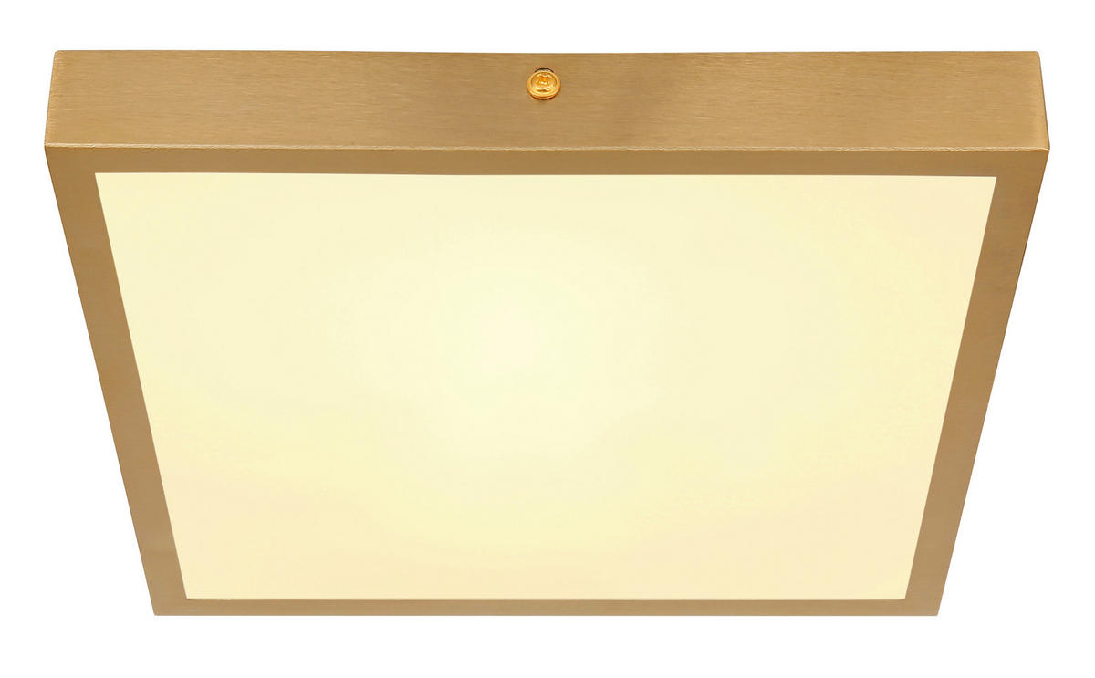LED-DECKENLEUCHTE 15 W    25/25/3 cm  - Messingfarben/Opal, Konventionell, Kunststoff/Metall (25/25/3cm) - Globo