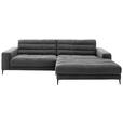 ECKSOFA  in Cord Anthrazit  296/207 cm  - Anthrazit/Schwarz, Design, Textil/Metall (296/207cm) - Dieter Knoll