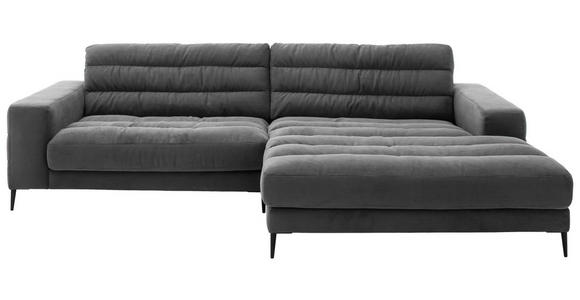 ECKSOFA  in Cord Anthrazit  296/207 cm  - Anthrazit/Schwarz, Design, Textil/Metall (296/207cm) - Dieter Knoll