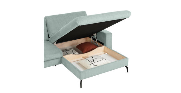 ECKSOFA in Cord, Velours Grau - Schwarz/Grau, Design, Textil/Metall (302/180cm) - Venda