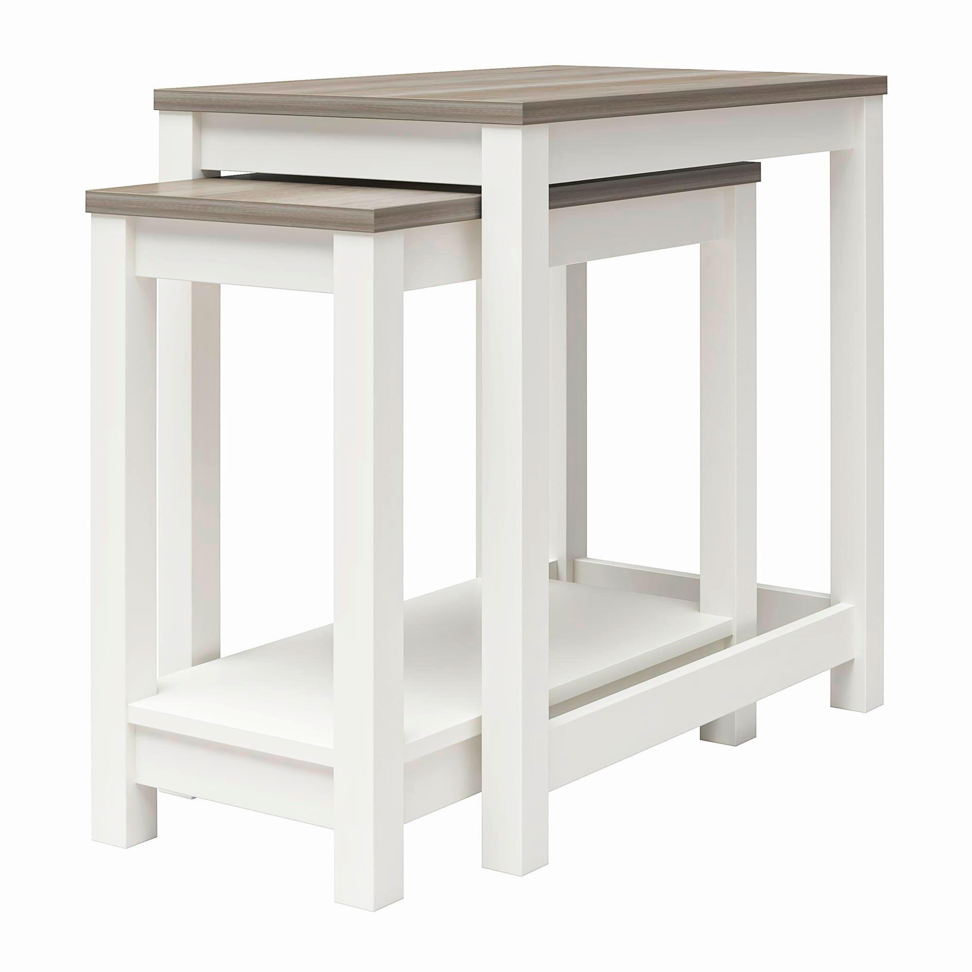 BEISTELLTISCHSET Chapel Hill rechteckig Weiß, Eichefarben  - Eichefarben/Weiß, Design, Holzwerkstoff (38/60/61cm) - MID.YOU