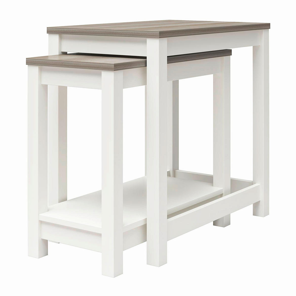 BEISTELLTISCHSET Chapel Hill rechteckig Weiß, Eichefarben  - Eichefarben/Weiß, Design, Holzwerkstoff (38/60/61cm) - MID.YOU