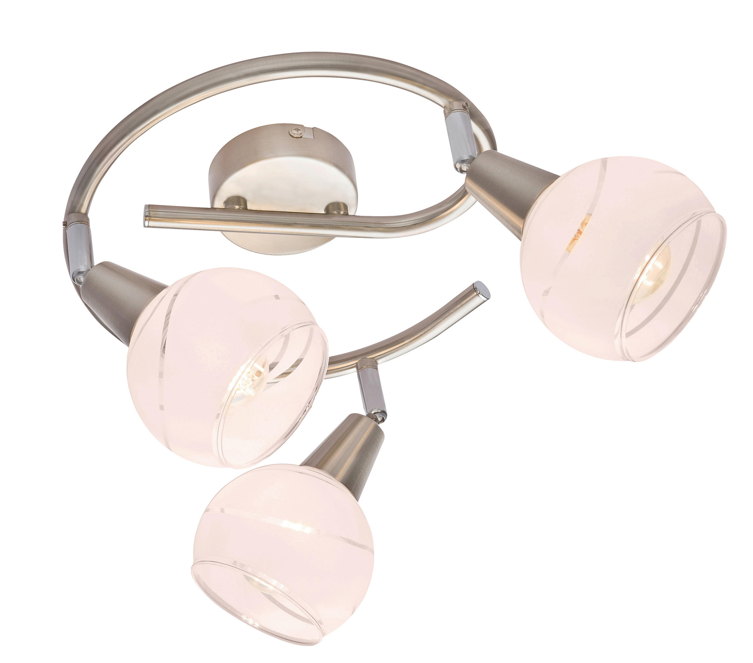LED ZÁŘIČ, 25/25/21 cm - barvy niklu, Basics, kov/sklo (25/25/21cm) - Globo