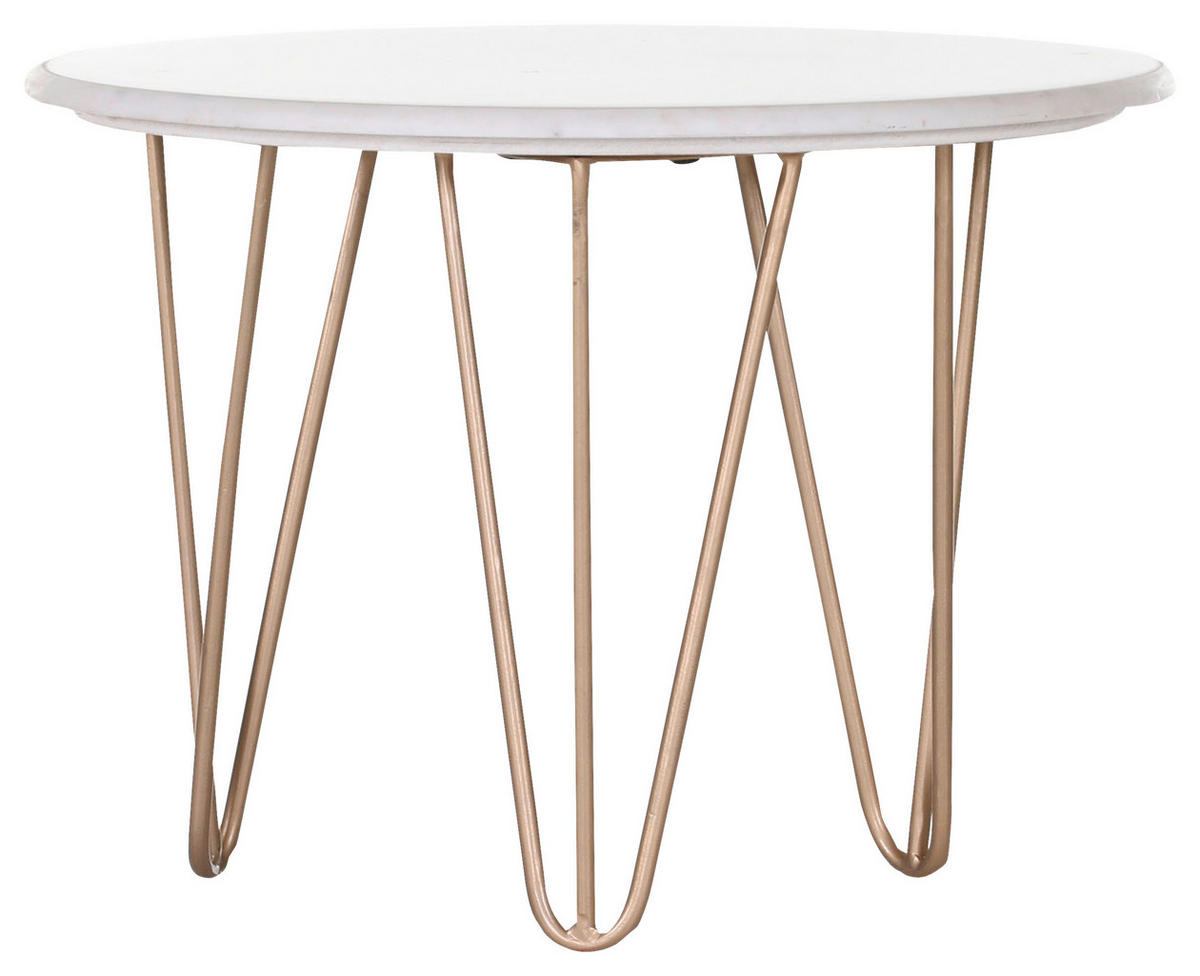 PRÍRUČNÝ STOLÍK, biela, zlatá - zlatá/biela, Design, kov/kameň (50/50/35cm) - Landscape