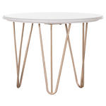 BEISTELLTISCH Marmor 50/50/35 cm Weiß, Goldfarben rund  - Goldfarben/Weiß, Design, Stein/Metall (50/50/35cm) - Landscape