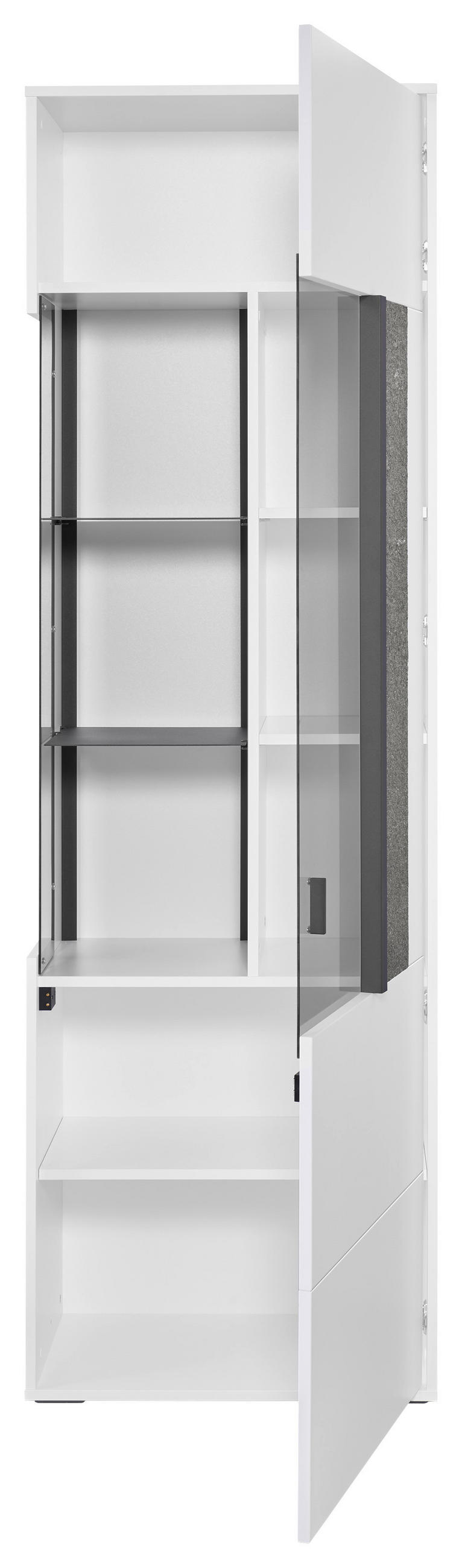 VITRINE in Grau, Weiß  - Dunkelgrau/Weiß, Design, Glas/Holzwerkstoff (63,7/204/37,2cm) - SetOne by Musterring