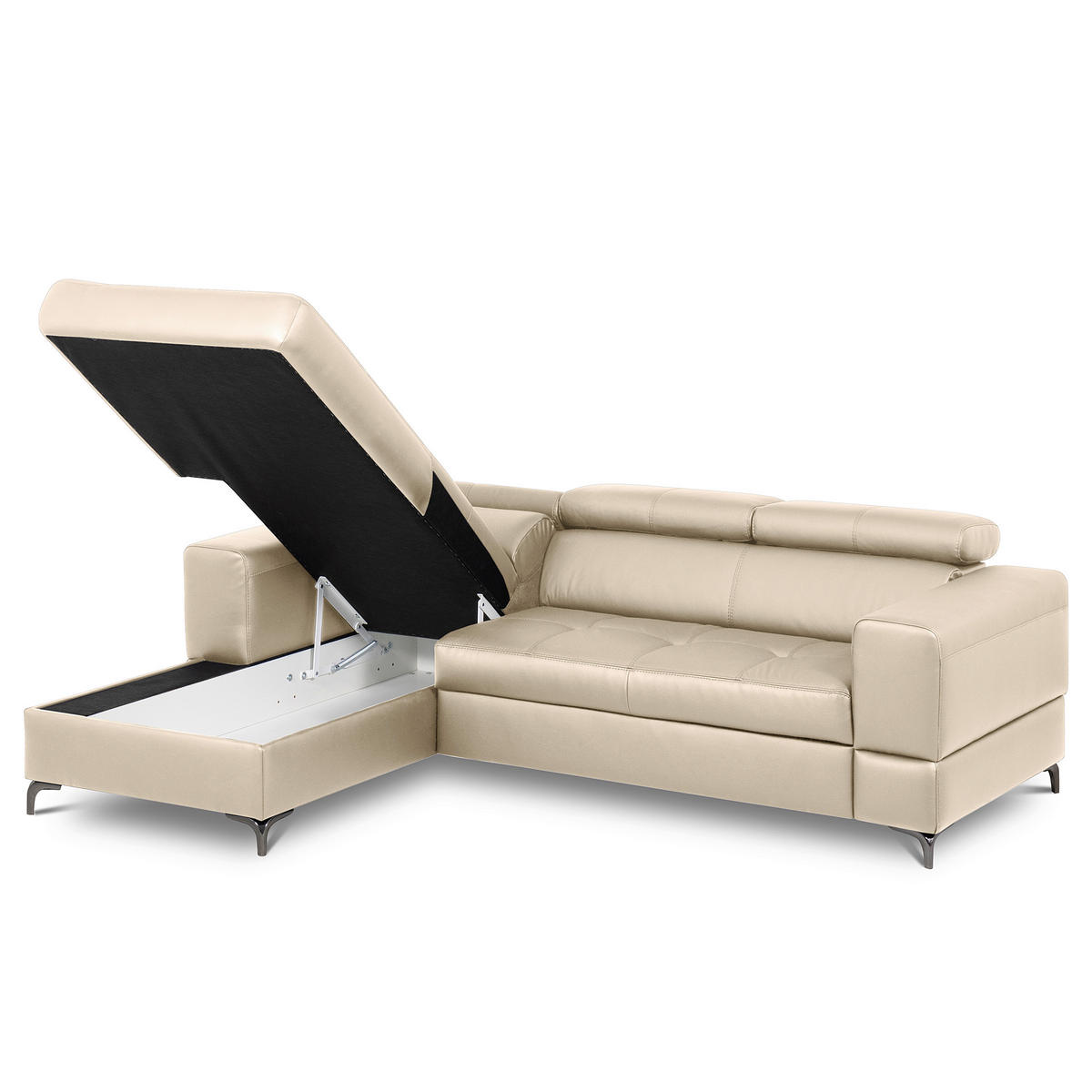 ECKSOFA  in Lederlook Echtleder Grau  - Schwarz/Grau, Design, Leder/Textil (173/247cm) - Livetastic