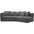 ECKSOFA Grau Chenille  - Schwarz/Grau, MODERN, Kunststoff/Textil (315/180cm) - Hom`in