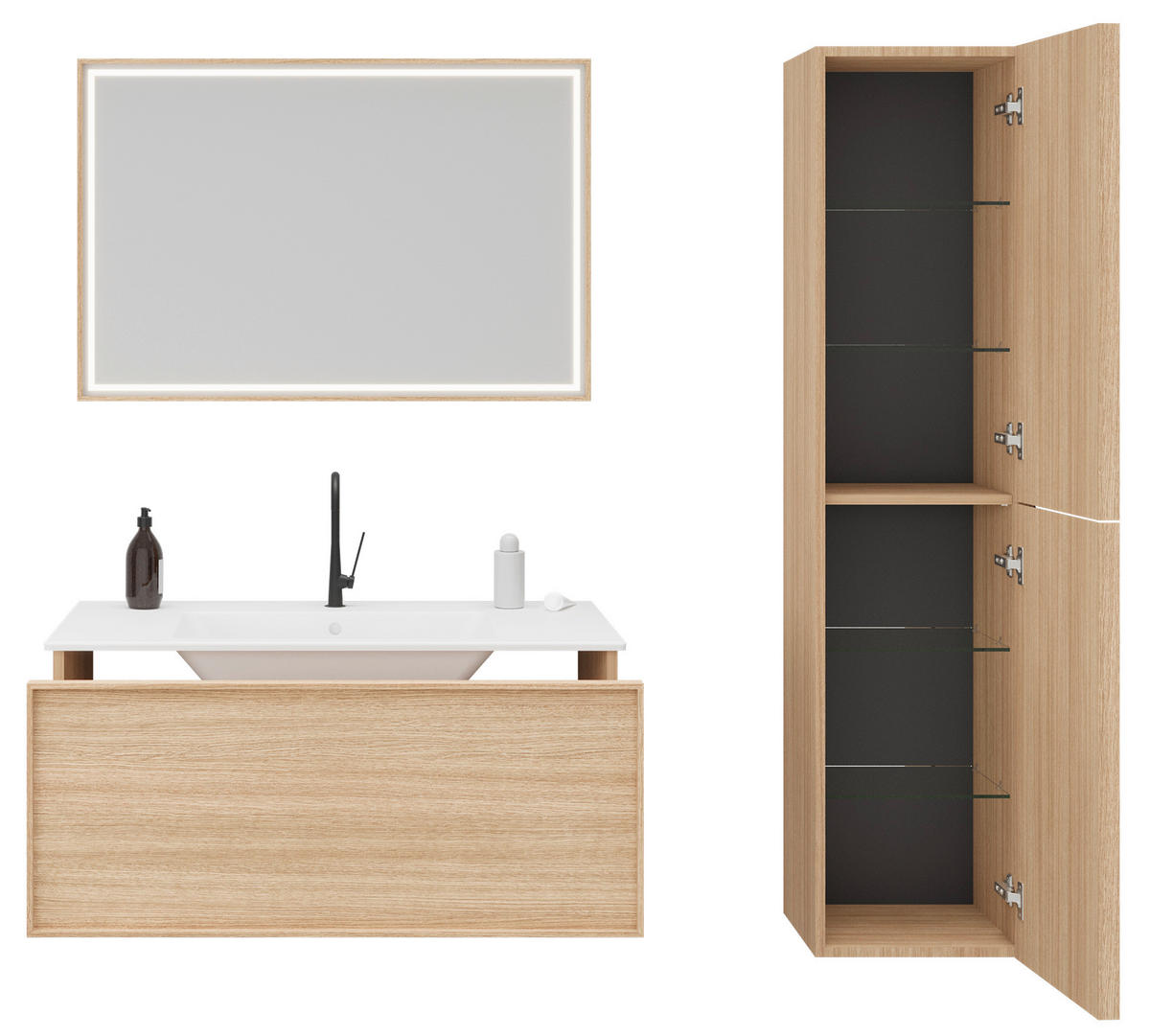 OGLEDALO KUPAONSKO  100/70/4 cm  - Moderno, staklo/drvni materijal (100/70/4cm)