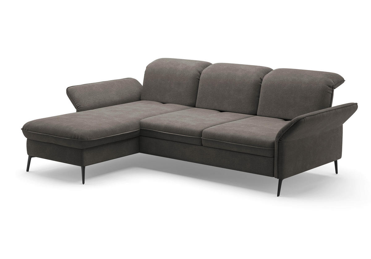 ECKSOFA in Flachgewebe Graphitfarben  - Schwarz/Graphitfarben, Konventionell, Textil/Metall (198/264cm) - Sit & More