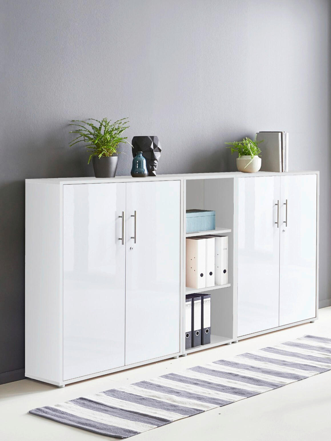 AKTENSCHRANK Weiß, Weiß Hochglanz  - Weiß Hochglanz/Weiß, MODERN, Holzwerkstoff (212,9/113,6/33cm) - MID.YOU