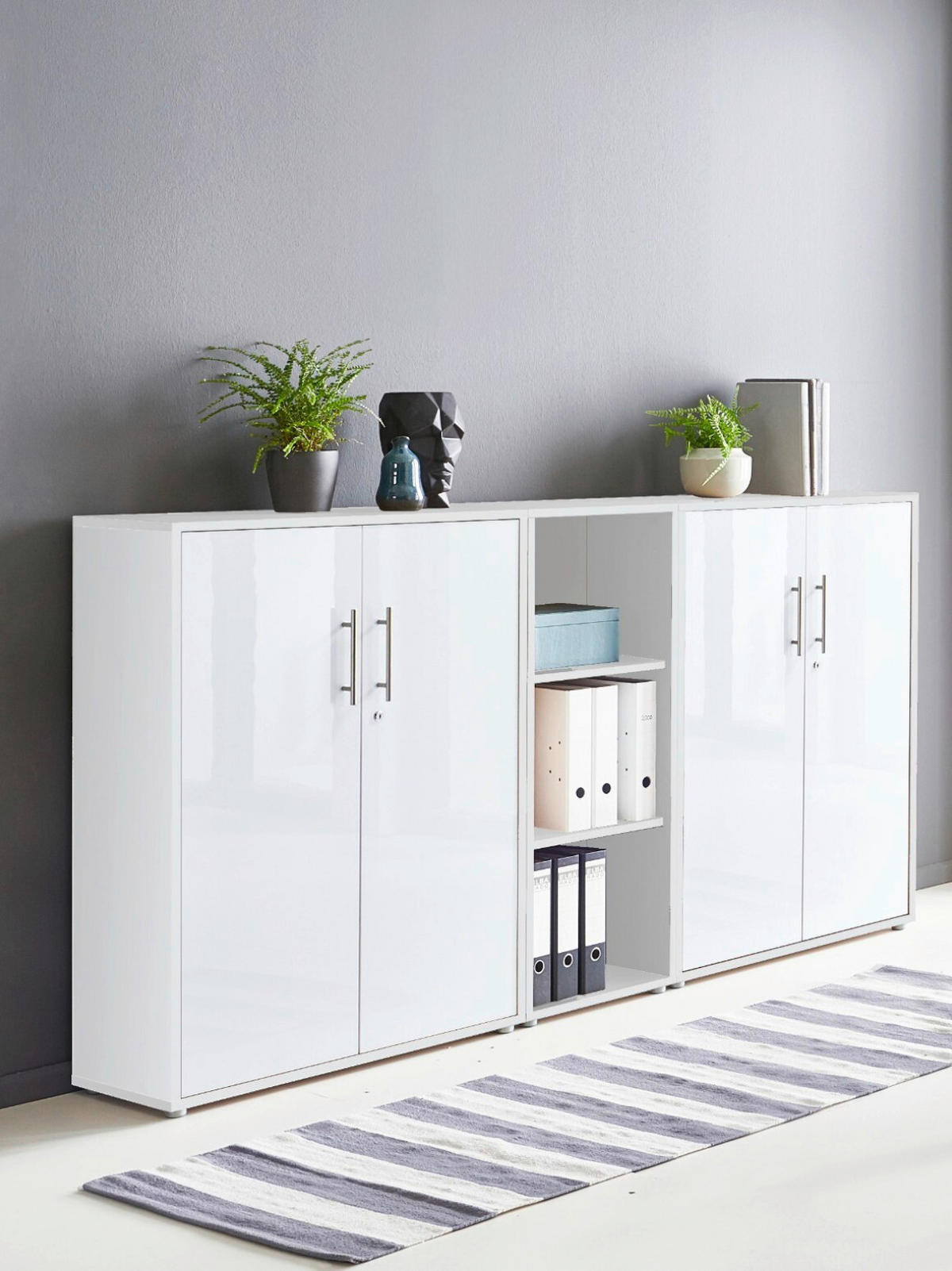 AKTENSCHRANK 212,9/113,6/33 cm  - Weiß Hochglanz/Weiß, MODERN, Holzwerkstoff (212,9/113,6/33cm) - MID.YOU