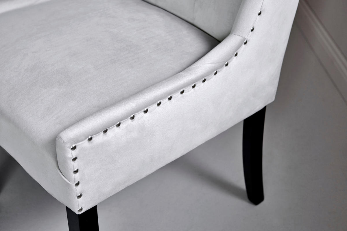 STUHL  in Samt  - Silberfarben/Schwarz, Modern, Holz/Textil (57/64/99cm) - Livetastic