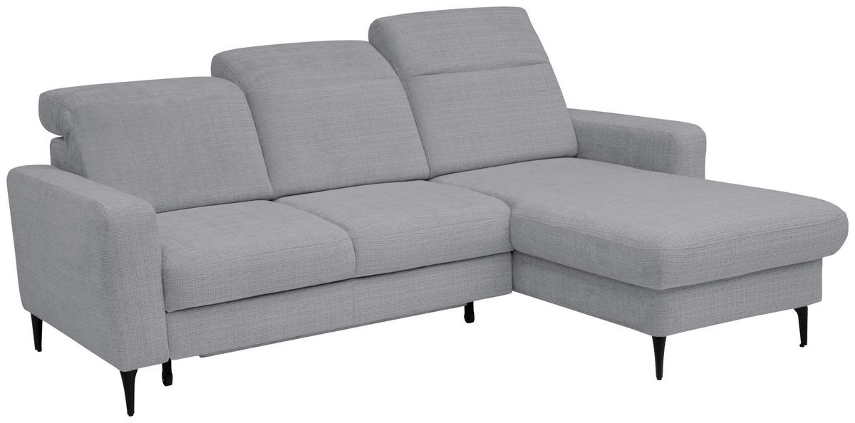 ECKSOFA FABIO Dunkelgrau Chenille Bettkasten, Kopfteilverstellung  - Dunkelgrau/Schwarz, Design, Textil/Metall (174/223cm) - Livetastic