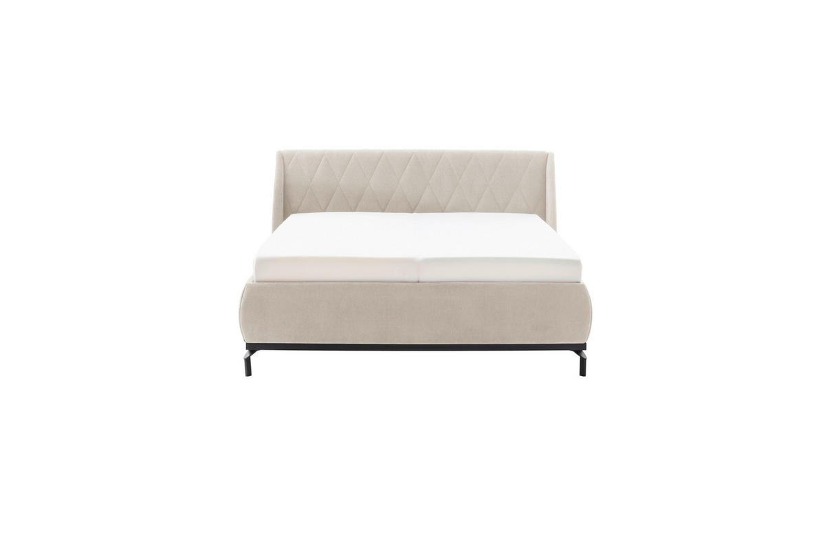 ČALÚNENÁ POSTEĽ, 180/200 cm, béžová - čierna/béžová, Modern, kov/kompozitné drevo (180/200cm) - MID.YOU