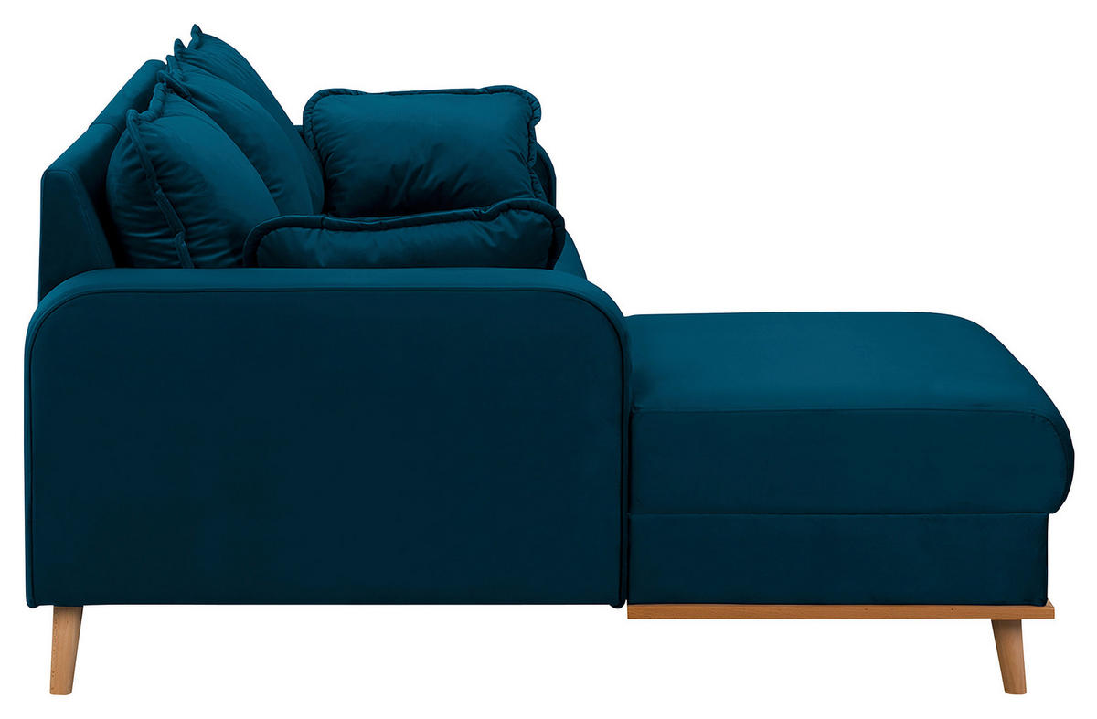 ECKSOFA Mikrofaser Blau  - Wengefarben/Blau, Design, Holz/Textil (150/230cm) - Livetastic