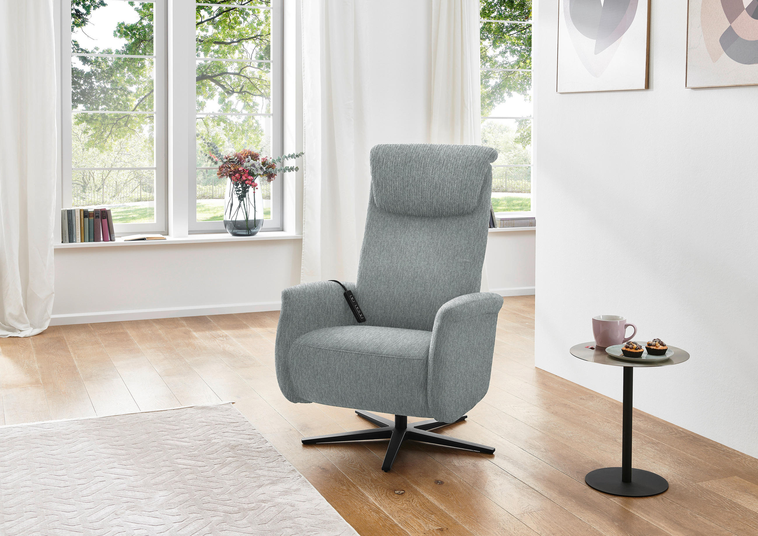 RELAXSESSEL in Textil Grau  - Schwarz/Grau, Design, Textil/Metall (77/115/89cm) - Pure Home Comfort
