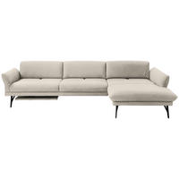 ECKSOFA in Echtleder Ecru  308/173 cm  - Ecru/Anthrazit, Design, Leder/Metall (308/173cm) - Joop!