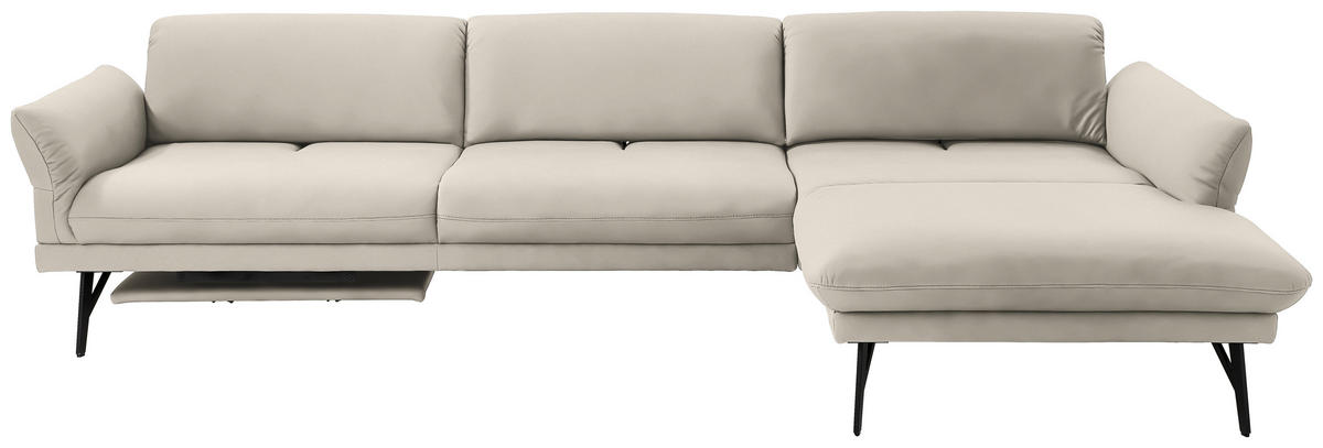 ECKSOFA in Echtleder Ecru  308/173 cm  - Ecru/Anthrazit, Design, Leder/Metall (308/173cm) - Joop!