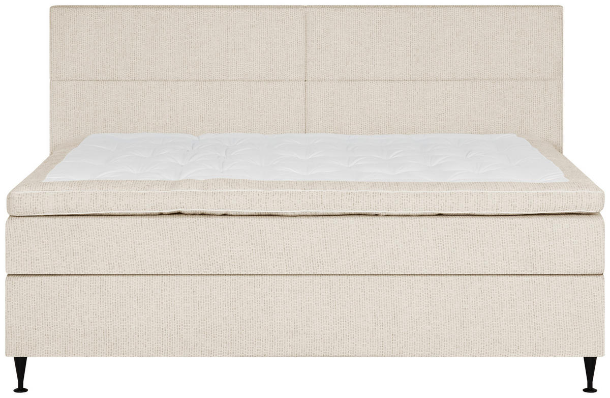 KONTINENTALSÄNG 180/200 cm  i beige  - beige/svart, Klassisk, metall/textil (180/200cm) - Novel