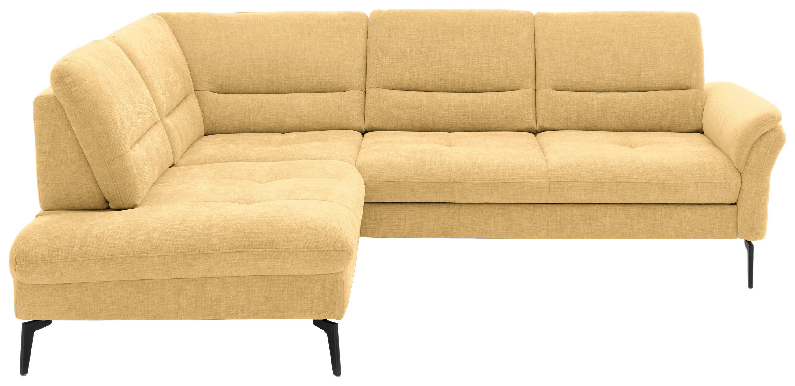 ECKSOFA in Webstoff Gelb  - Gelb/Schwarz, Design, Textil/Metall (206/256cm) - Beldomo System