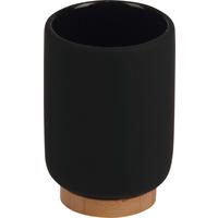 ZAHNPUTZBECHER MARLENE  - Schwarz/Braun, Basics, Holz/Keramik (6,7/10cm) - Sadena