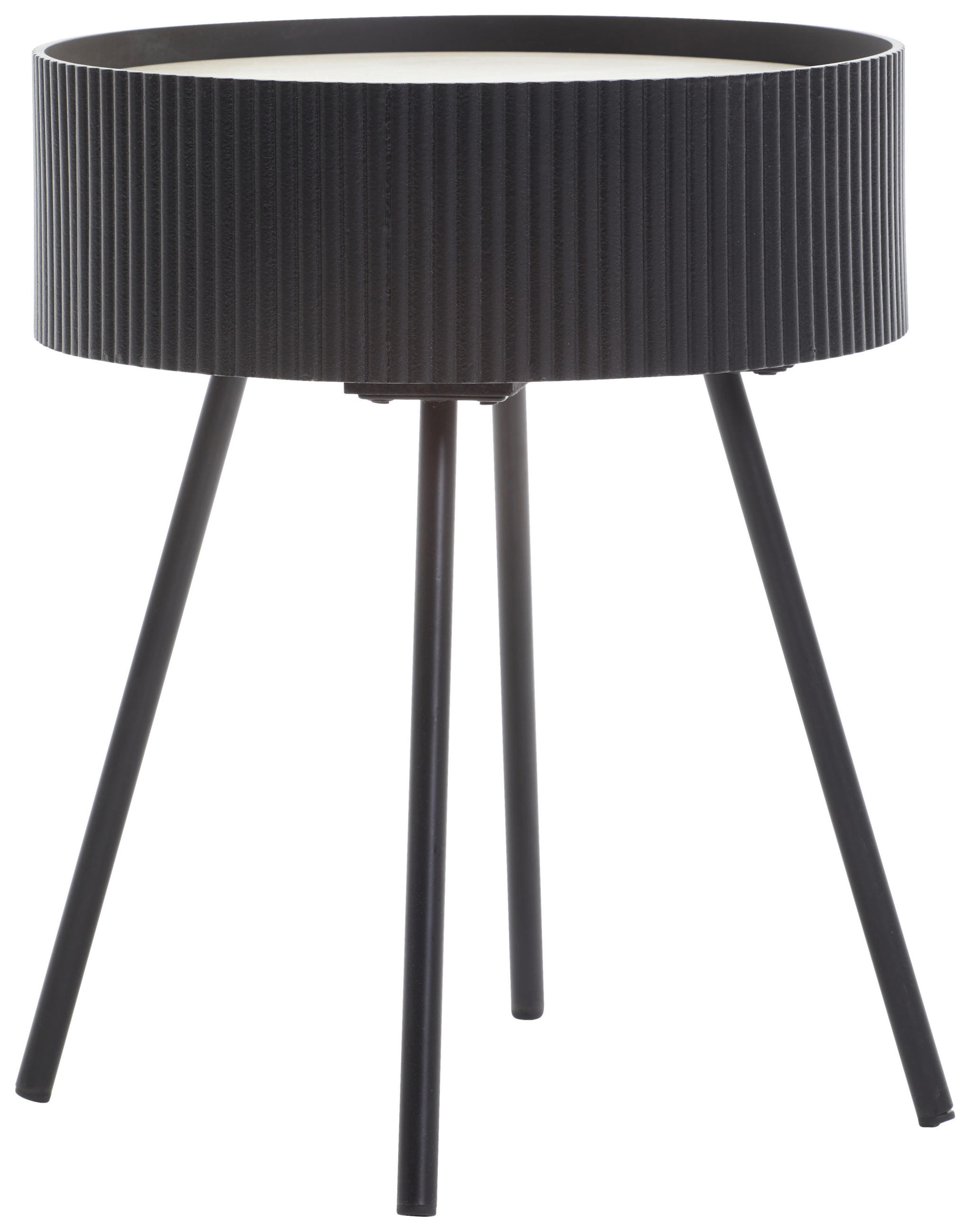 BEISTELLTISCH rund Naturfarben, Schwarz  - Schwarz/Naturfarben, LIFESTYLE, Metall (38/38/45cm) - Xora