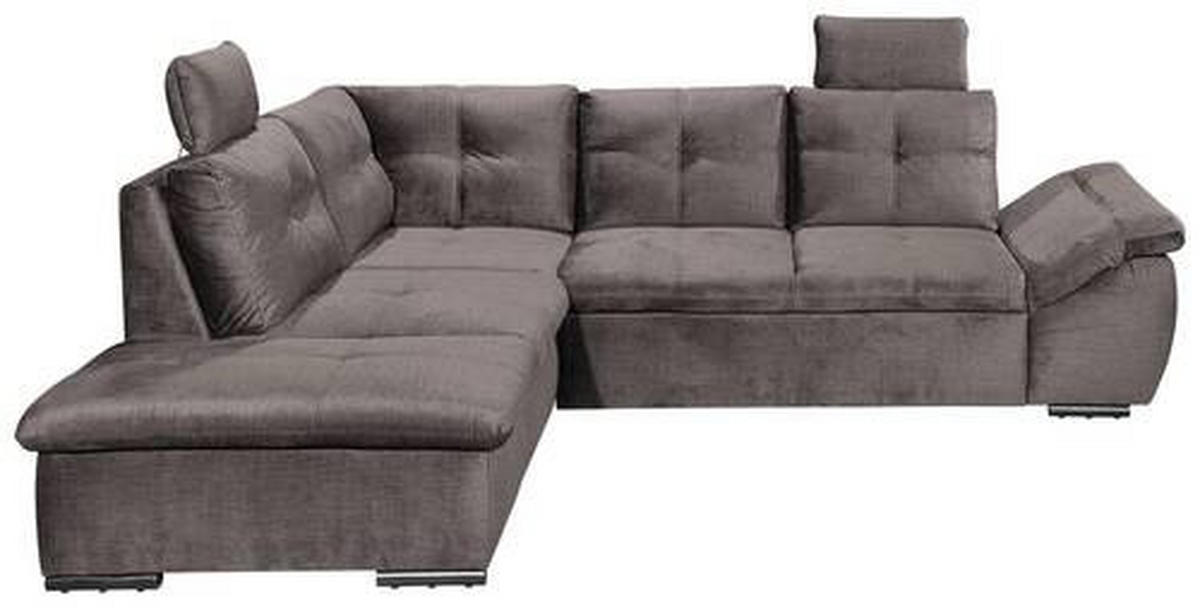 ECKSOFA Graubraun Mikrovelours  - Graubraun/Schwarz, KONVENTIONELL, Kunststoff/Textil (217/265cm) - Carryhome