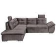 ECKSOFA in Mikrovelours Graubraun  - Graubraun/Schwarz, KONVENTIONELL, Kunststoff/Textil (217/265cm) - Carryhome