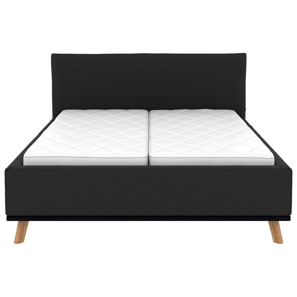 Thumbnail - Musterring Polsterbett, Anthrazit, Textil, Birke, Buche,Esche, massiv, H2 + H3, Höhe ca. 20 cm, 180x200 cm, Reach, atmun...