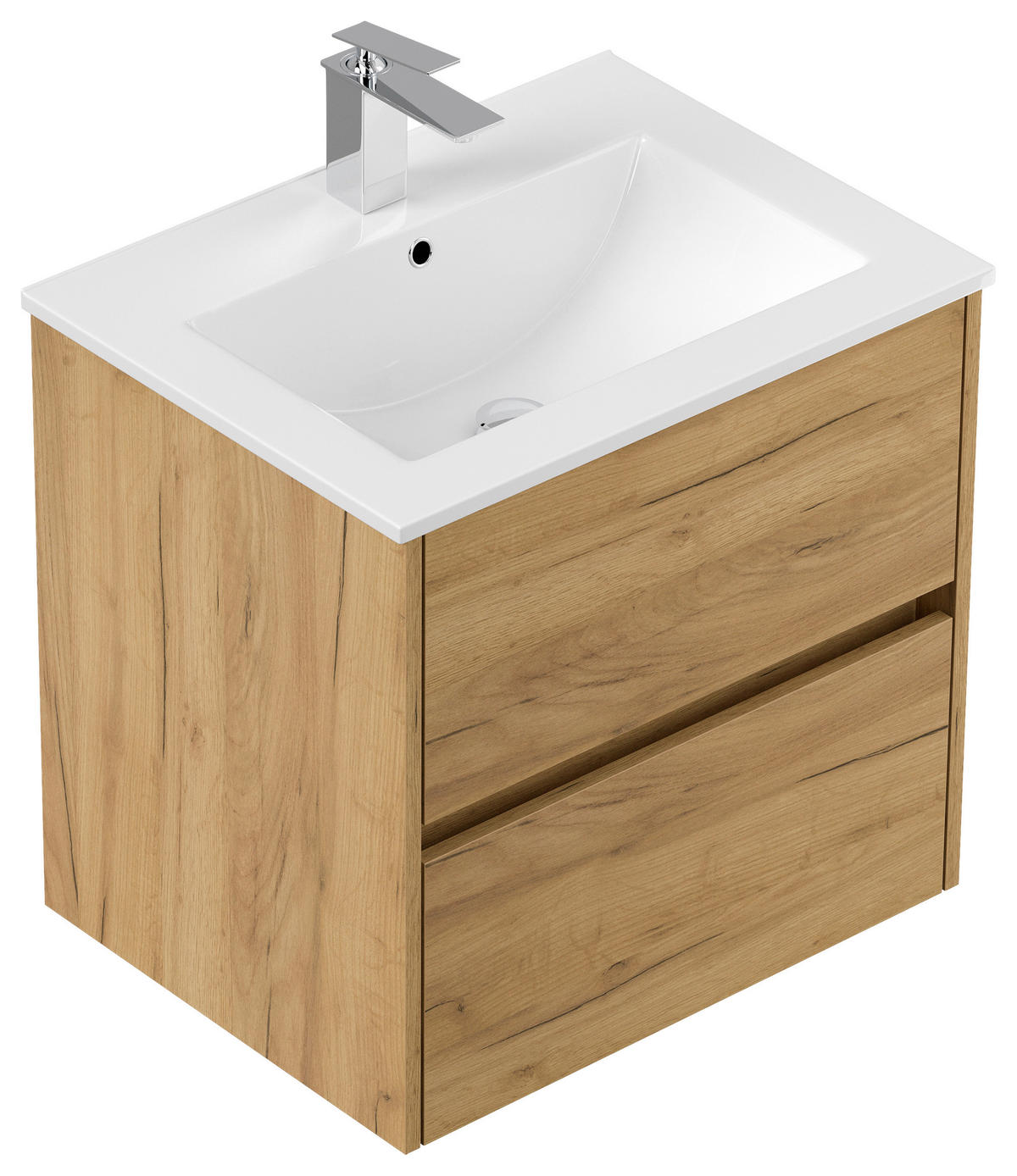 WASCHTISCHKOMBI 60 cm  - Eichefarben/Weiß, MODERN, Keramik/Holzwerkstoff (60cm) - MID.YOU