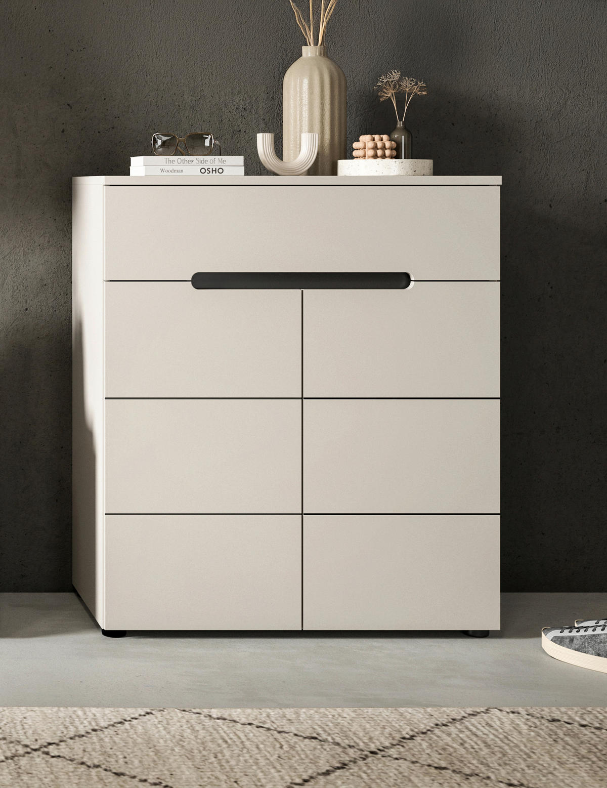 SCHUHSCHRANK Grau, Kaschmir  - Kaschmir/Schwarz, Design, Holzwerkstoff/Kunststoff (80/94/37cm) - MID.YOU