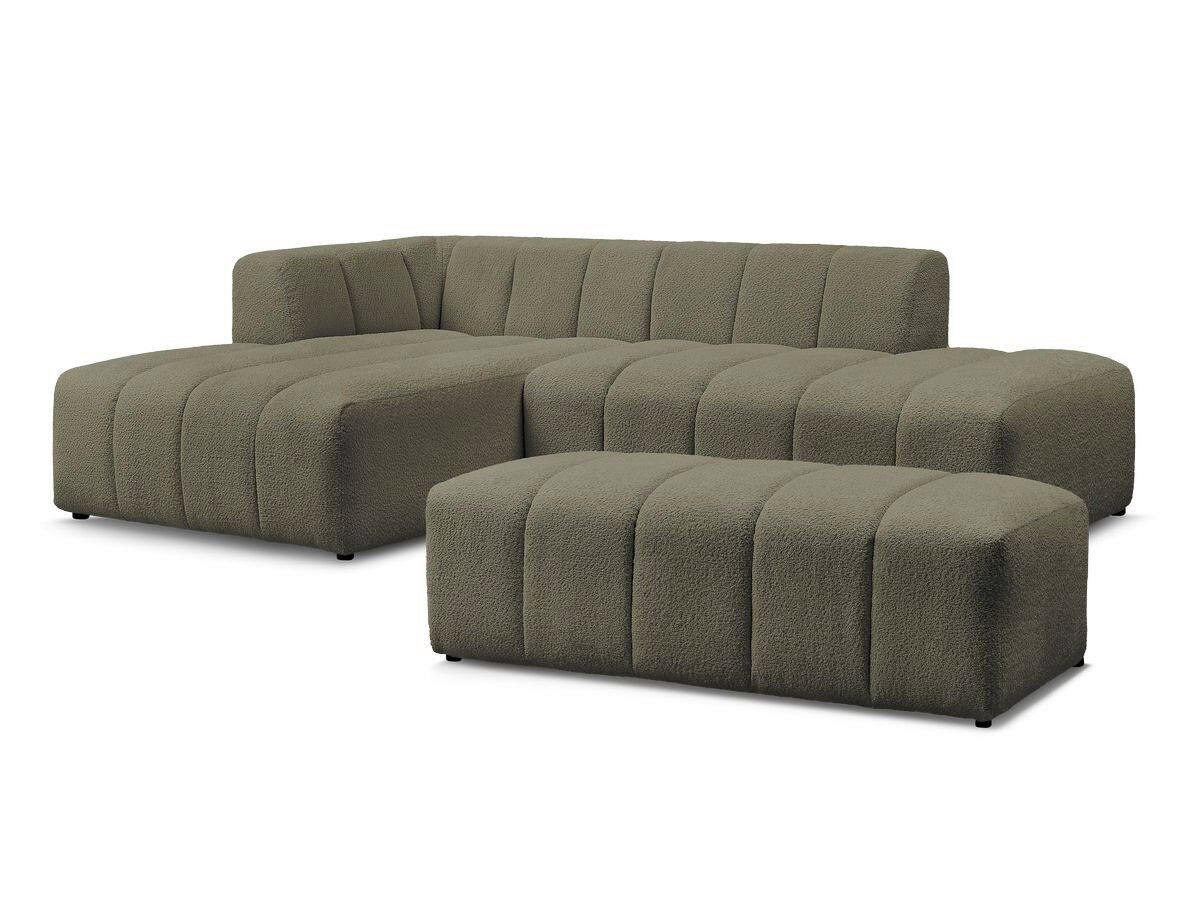 ECKSOFA  ANNECY Grün Bouclé  - Schwarz/Grün, MODERN, Kunststoff/Textil (170/262cm)