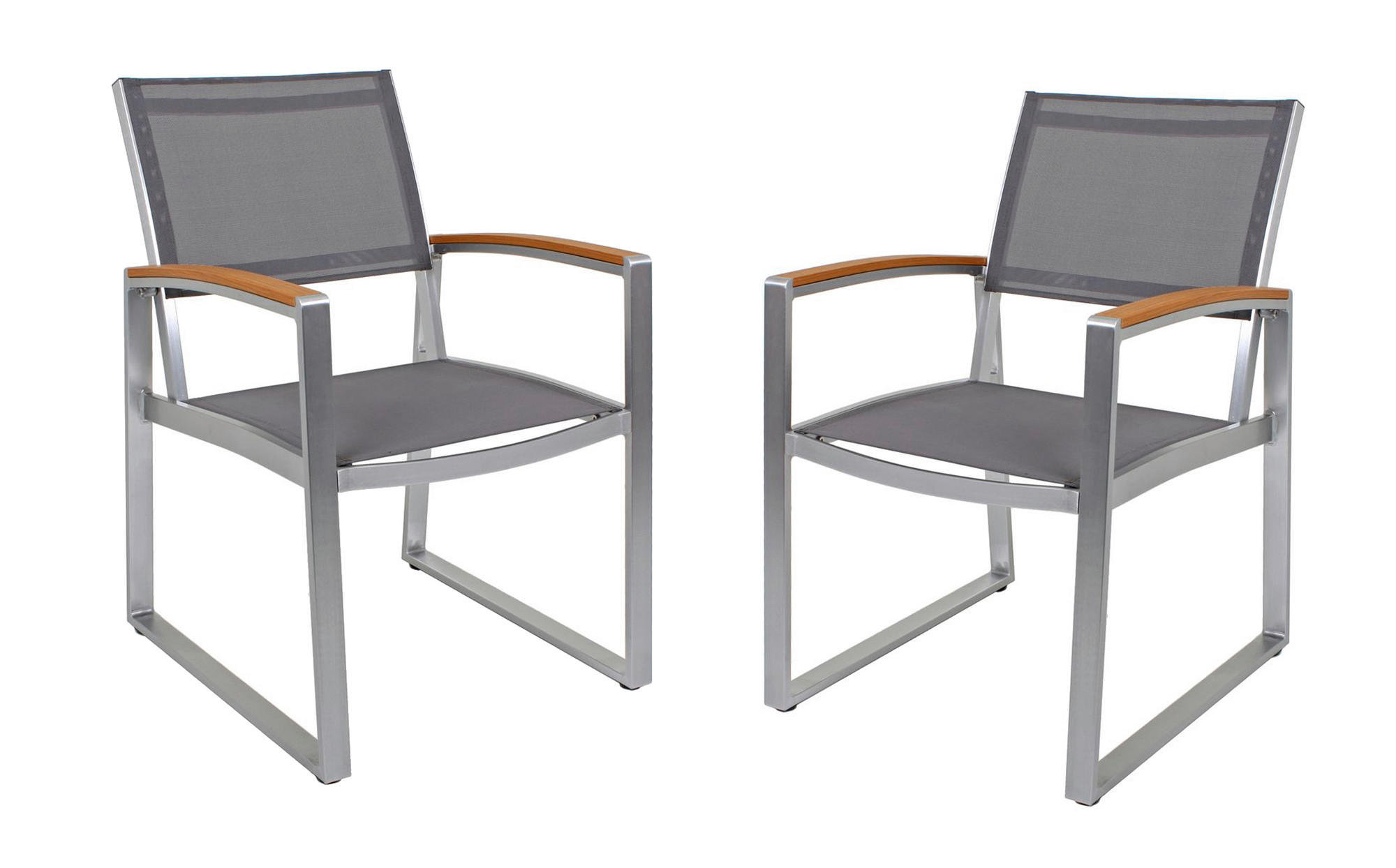 Gartensessel Stapelbar Ava 2er-Set Aluminium/Kunststoff