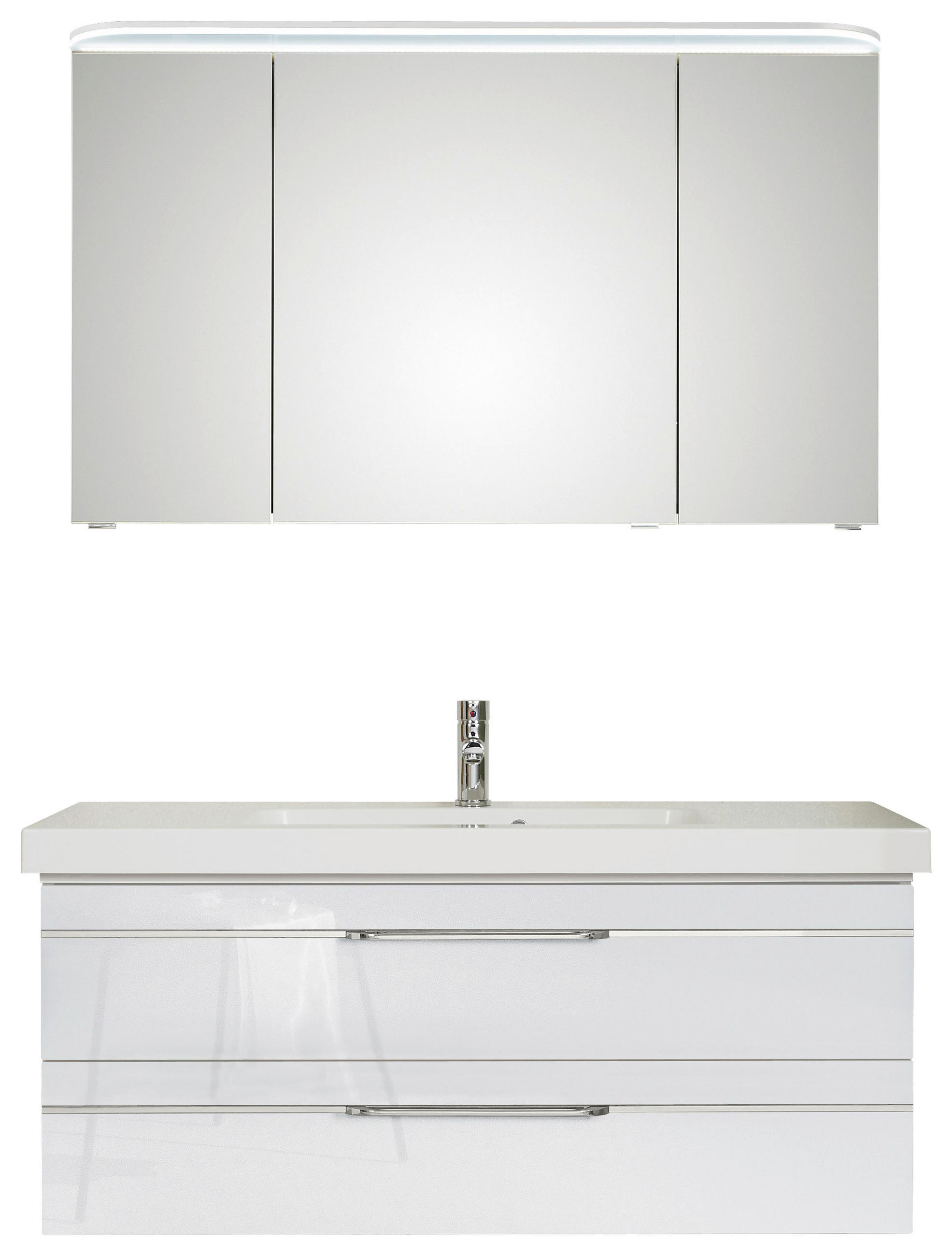 BADEZIMMER in 123 cm - Chromfarben/Weiß Hochglanz, KONVENTIONELL, Glas/Holzwerkstoff (123cm) - Pelipal