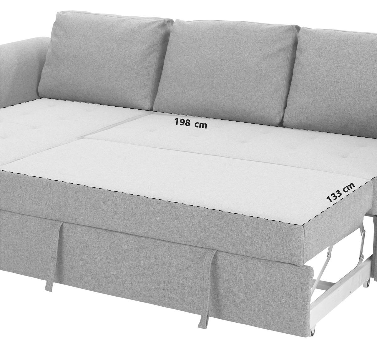 ECKSOFA Anthrazit Flachgewebe  - Anthrazit/Schwarz, MODERN, Kunststoff/Textil (260/155cm) - P & B
