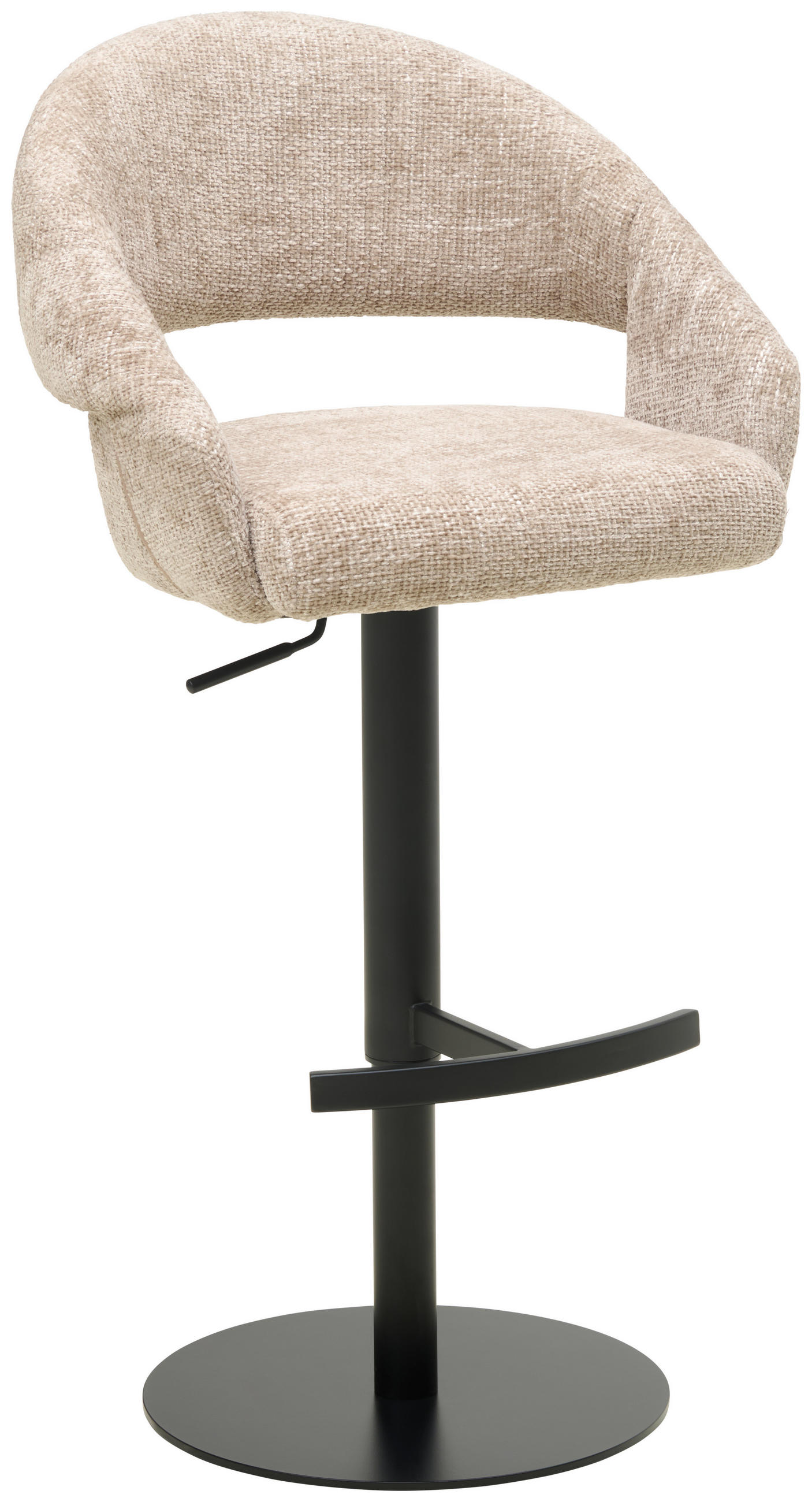 BARHOCKER in Metall, Textil Schwarz, Beige  - Beige/Schwarz, KONVENTIONELL, Textil/Metall (56,5/87-112/57,5cm) - Livetastic