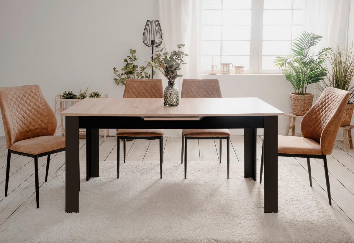 ESSTISCH in Holzwerkstoff 160-200/80/75 cm  - Schwarz/Eiche Artisan, Modern, Holzwerkstoff (160-200/80/75cm) - MID.YOU