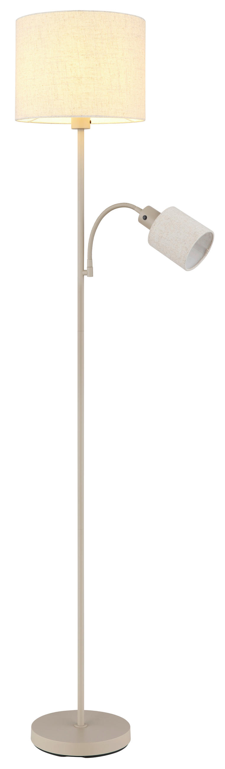 STEHLEUCHTE Genaro 30/165 cm  - Sandfarben/Beige, Design, Kunststoff/Textil (30/165cm) - Globo